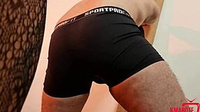 Brazilian Mistress Kicks Perverted Slave's Balls in Bondage