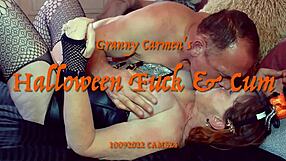 granny carmen fucked hard on halloween with cum