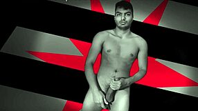 Bodybuilder strokes monster cock in hot grayscale solo