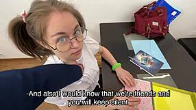 skinny student seduces daddy teacher to pass taboo exam with mommy watching