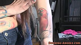 hey check these tattooed emo goth sluts flashing pussies backstage naked