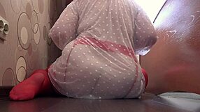 watching busty milf dildo fuck her big tits close-up