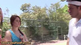 a bendy teen party girl bends over for real outdoor spanking session
