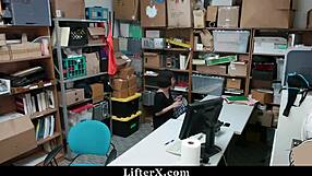 shoplifter teen caught and fucked hard by burglar in garage