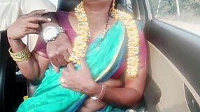 Indian housewife dirty talks during car sex with husband's father on long drive