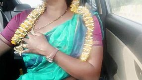 Indian housewife dirty talks during car sex with husband's father on long drive
