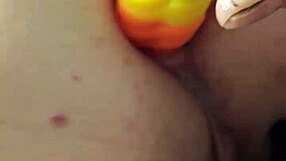 Rainbow Dildo Gapes Chubby Ass for Anal Creampie Fill