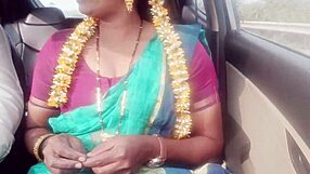 Indian housewife dirty talks during car sex with husband's father on long drive