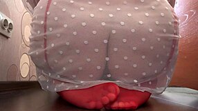 watching busty milf dildo fuck her big tits close-up