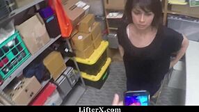 shoplifter teen caught and fucked hard by burglar in garage