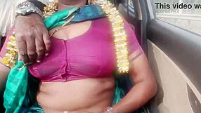 Indian housewife dirty talks during car sex with husband's father on long drive