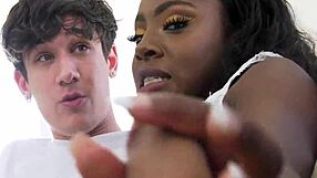 New College Ebony Girlfriend Fucks with Friends for Group Cumshot Facial