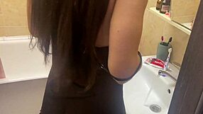 Spying Stepsister's Big Tits Bath Dildo Play and Pussy Lick