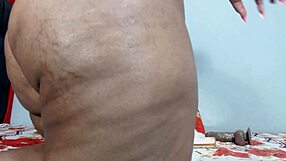 REAL FAT CREAMY EBONY PUSSY SOLO TOY FUN IN BEDROOM!