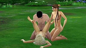 Mortimer surprised by two horny milf sluts in Sims 4 group threesome orgy