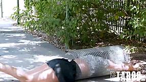 Caged Petite Teen Jennifer White Upskirt Blowjob from Zac Wild