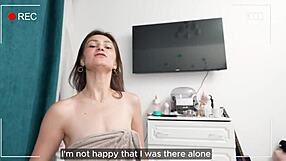 Blogger step-bro's bathroom prank blows up as step-sis catches him and rides his big cock hard