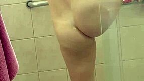 Ever caught this curly blonde latina influencer stroking huge cock in shower?