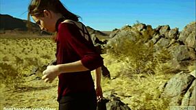 brooke johnson drinks piss endures hard caning and brutal facesitting rimjob on desert rocks?