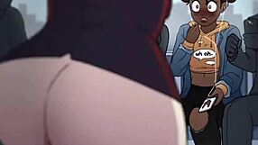 Three Big Titted Babes Suck Group Cocks in Wild Subway Threesome Orgy!