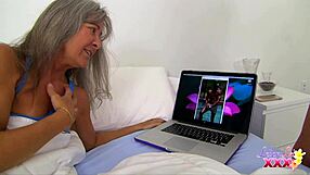 Watch these tanned milfs lick natural tits and dive muffs in bisexual frenzy!