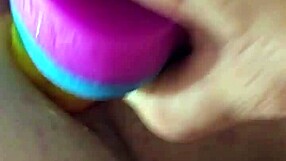 Rainbow Dildo Gapes Chubby Ass for Anal Creampie Fill