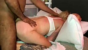 Crossdresser breaks under big black cock domination spanking