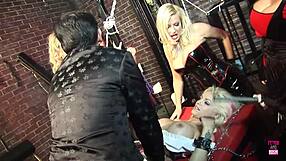 fuck yeah i'm bound in this bdsm mansion taking group anal from costumed blondes