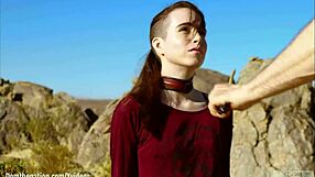 brooke johnson drinks piss endures hard caning and brutal facesitting rimjob on desert rocks?