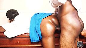 teacher bends over desk for student's massive cock in classroom quickie