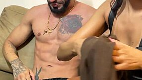 tattooed bia tricked into fitness casting licks swollen pussy on big cock