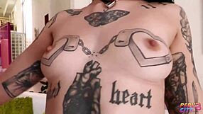 Aurora Anarchy's raven hair flies as monster cock fists and gapes her tight asshole