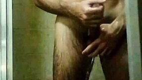 skinny brazilian strokes huge cock in shower till explosive cumshot?