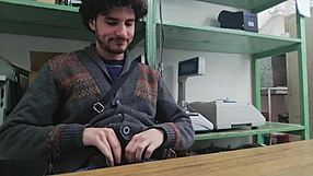 home alone turns into sneaky solo masturbation with boss nearby watching