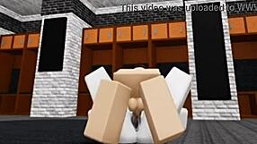 Thrilling rush slutty Roblox bunny feels sneaking locker room fuck
