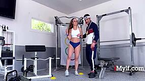 jessie rogers milf gags deep on donnie rock at gym fuck