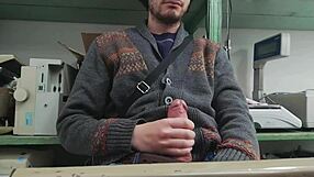 home alone turns into sneaky solo masturbation with boss nearby watching