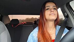 Slutty rideshare driver fucks masturbating passenger bareback hard