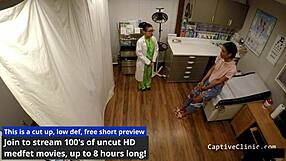 Black nurse jackie banes humiliates patient with latex gloves and handcuffs backstage