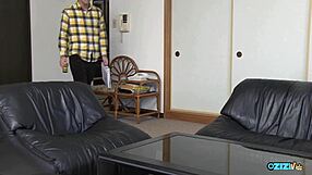 old man creampies young big tits girl then she deepthroats his super fat cock after meal