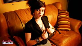 inked babe marci rams dildo deep in pussy while squeezing her big tits