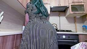 Stepson Tests Stepmom's Tightness from Behind in Hot Kitchen Doggystyle