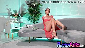 Petite Brunette Secretary Harley Melts Spreads Legs Wide Nude for Boss in Lingerie Striptease