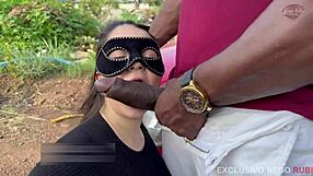 Grabbed cuckold's whore wife and wrecked her ass deep in the woods