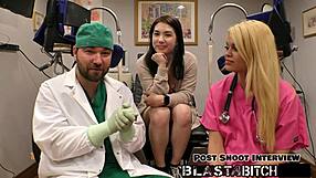 what happens when Mina Moon's shaved pussy meets massive cum blast?