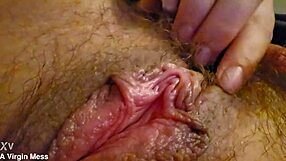 Curvy Amateur Fingers Shaved Big Pussy Lips and Rubs Clit Hard in Bedroom Solo