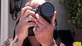 Three busty women chatting and playing with toys poolside in the outdoors