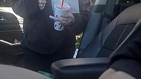 She gulps down cum during her bbw break time blowjob