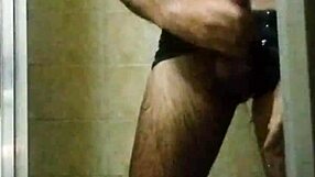 skinny brazilian strokes huge cock in shower till explosive cumshot?