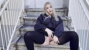 First Date Street Tease Exposes Tits And Juicy Pussy!